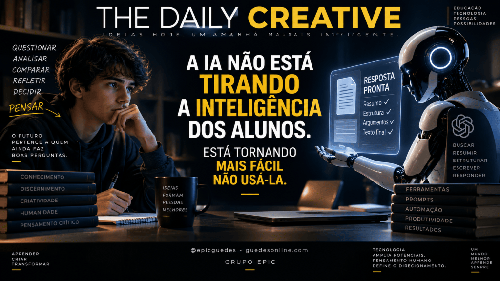 A IA NÃO ESTÁ TIRANDO A INTELIGÊNCIA DOS ALUNOS. ESTÁ TORNANDO MAIS FÁCIL NÃO&nbsp;USÁ-LA.